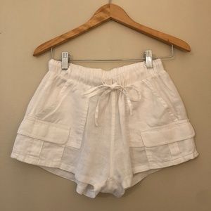 white linen shorts